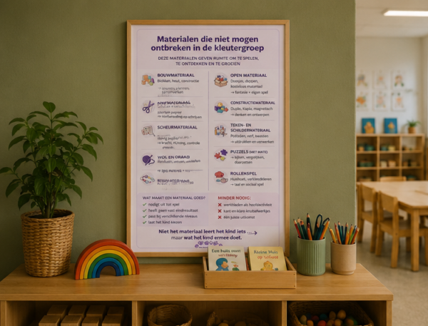 2026-05 mockups materialen kleutergroep poster A 01 Materialen in de kleutergroep