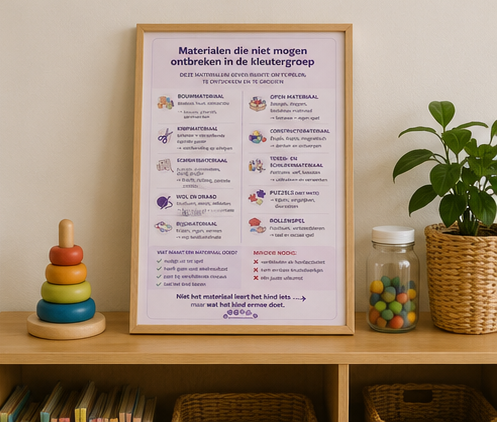 2026-05 mockups materialen kleutergroep poster A 05 Materialen in de kleutergroep