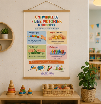 2026-05 mockups ontwikkel de fijne motoriek poster 03 Ontwikkel fijne motoriek bij kleuters