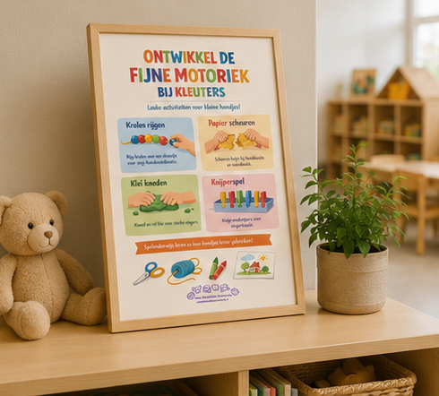 2026-05 mockups ontwikkel de fijne motoriek poster 04 Ontwikkel fijne motoriek bij kleuters